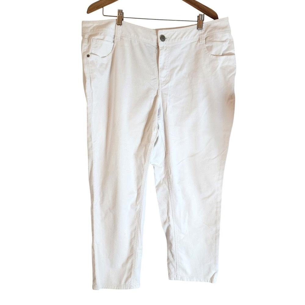 Lane Bryant Womens High Rise Straight Regular Fit Denim Jeans White Size 20‎